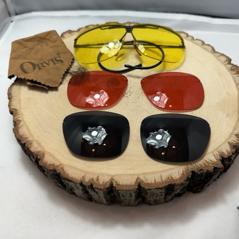 Vintage Orvis Aviator Shooting Glasses With Yellow, Red & Black Lenses Incl Case